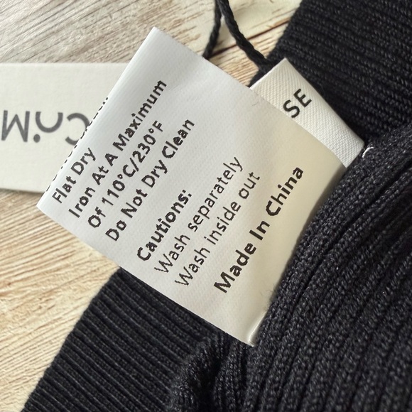 Commense Semi Sheer Panel Sweater Dress Black Knit Mesh Shoulder NWT Small - Picture 10 of 11